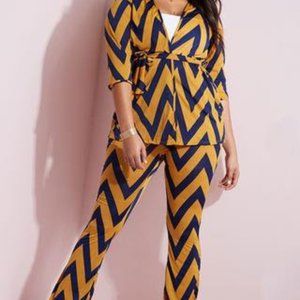 Two-Piece Chevron Print Pantsuit